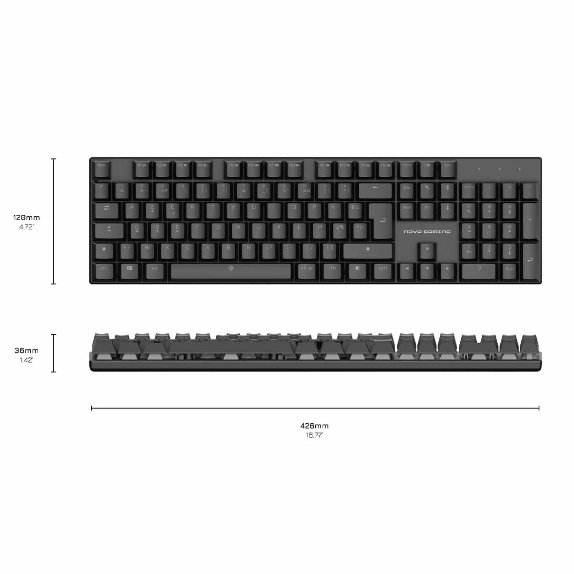 NOVA GAMING HERCULE - Tastiera Gaming Meccanica cablata USB - Tastiera Gamer, retroilluminazione RGB, 104 tasti di cui 26 anti-ghosting, AZERTY francese - Compatibile con PC Gaming, Windows e Linux