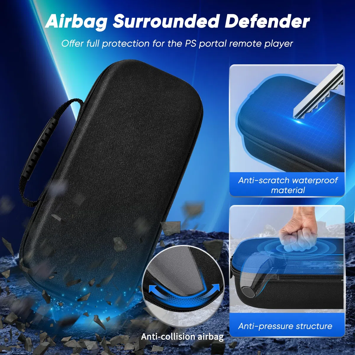 Auarte Set di accessori 12 in 1 per PlayStation Portal Remote Player | Custodia rigida per PS Portal con custodia trasparente per PS5 Portal, 2 pellicole protettive con 4 impugnature per pollice