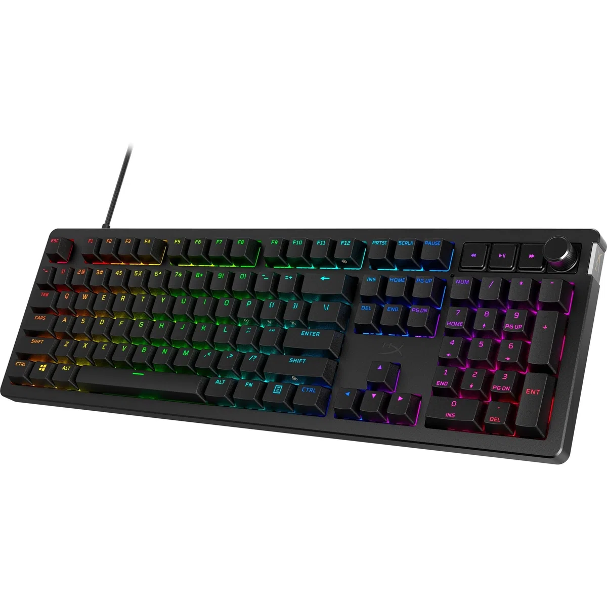 HyperX Alloy Rise, Tastiera Meccanica da Gaming Cablata, Illuminazione RGB, Telaio in Policarbonato, 80 Milioni di Pressioni Garantite, Cavo USB-C, 10 Dispositivi Collegabili, Layout Inglese, Nera