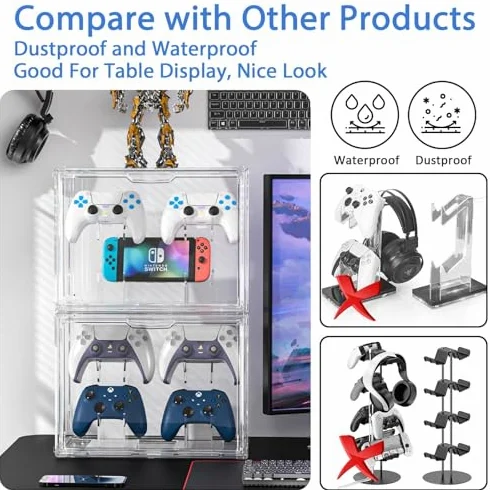 Supporto per controller e cuffie, in acrilico, per controller e cuffie, compatibile con Xbox, PS5, PS4, PS3 e Switch Pro