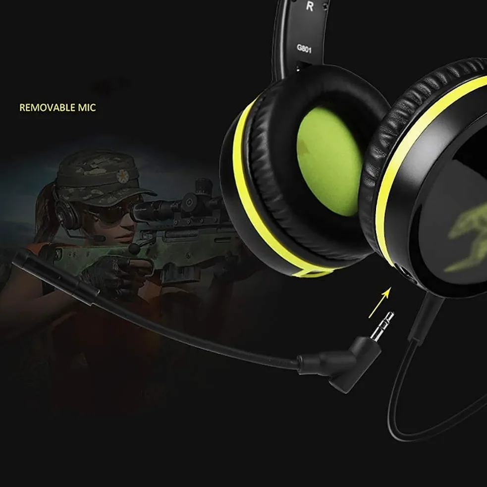 Auricolare da Gioco, 7.1 Auricolare Surround Gaming Auricolare Disaccatabile Microfono a cancellazione del Rumore Pieghevole, Stereo Surround Stereo, Oltre Orecchio e Cuffie Regolabili