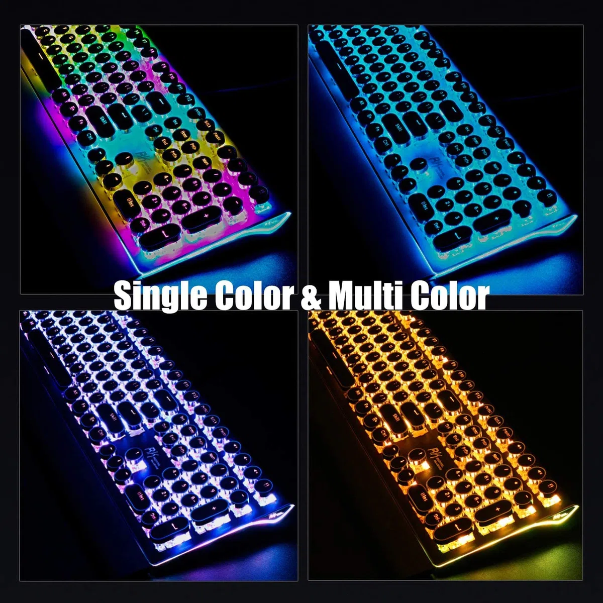 RK ROYAL KLUDGE Tastiera meccanica da gioco S108 in stile macchina da scrivere, con retroilluminazione RGB, poggiapolsi pieghevole a 108 tasti (interruttore rosso, nero)