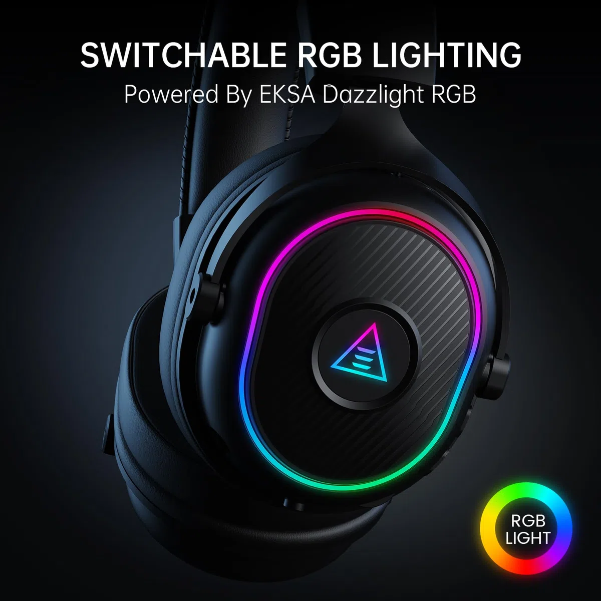 EKSA Mako BT Cuffie Gaming Wireless Per PC/Ps5/Ps4, 2,4GHz Wireless+5.3 Bluetooth Cuffie con Microfono 3D Qualità Audio Senza Perdita di Bassa Latenza, Durata di Oltre 80+ Ore