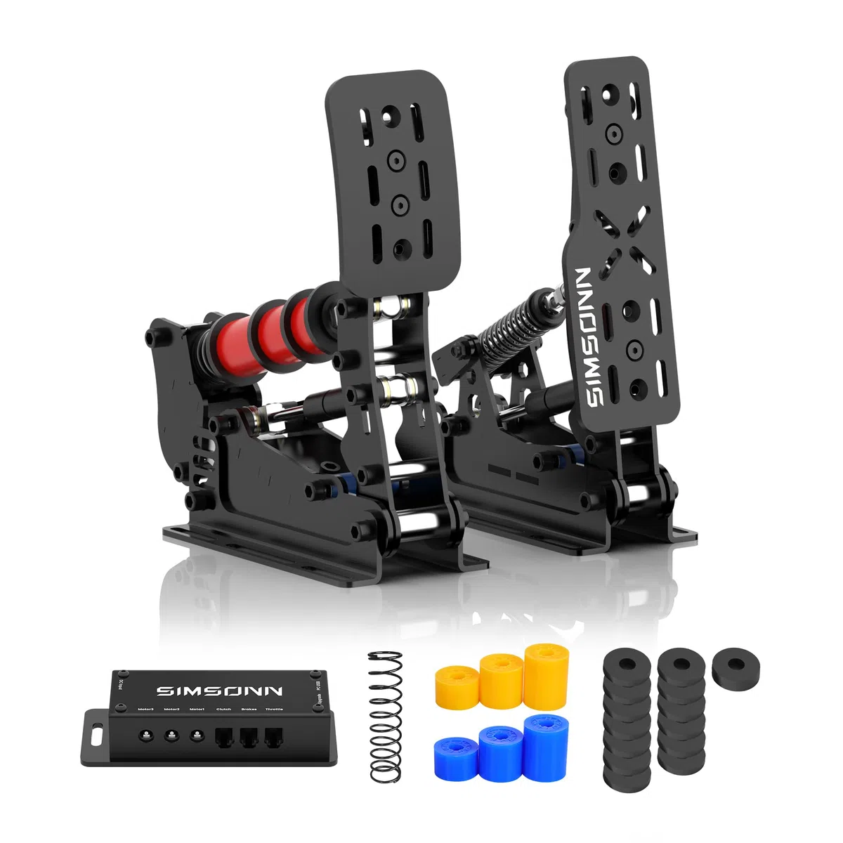 SIMSONN Plus X Sim Racing Pedals Pedali idraulici HE con cella di carico per simulatore di corse su PC Supporto per reattore aptico (Plus X P2-H2)