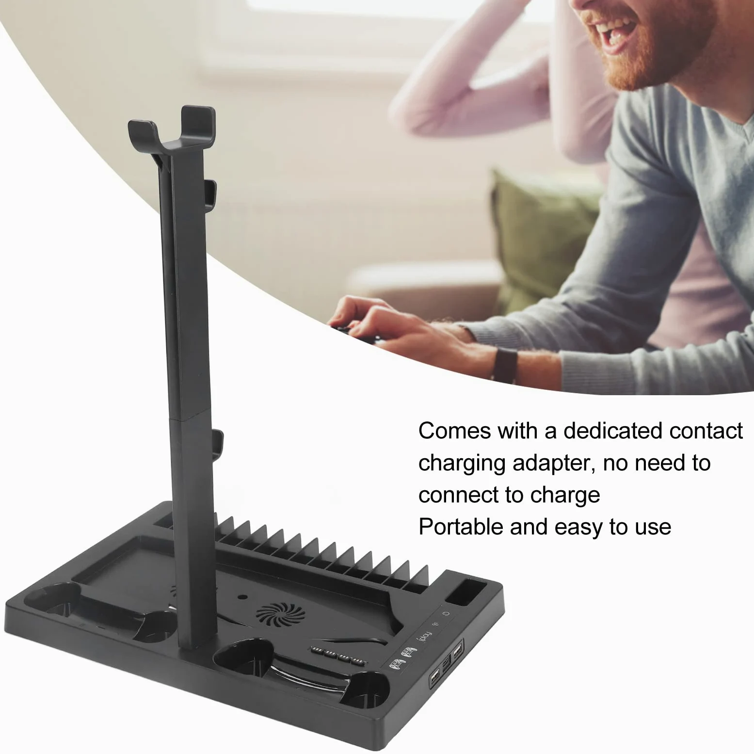 Per la Ventola di Raffreddamento del Supporto Verticale PS5 Stazione di Ricarica Professionale a Doppio Controller con Vassoio Portaoggetti Per Supporto Per Cuffie