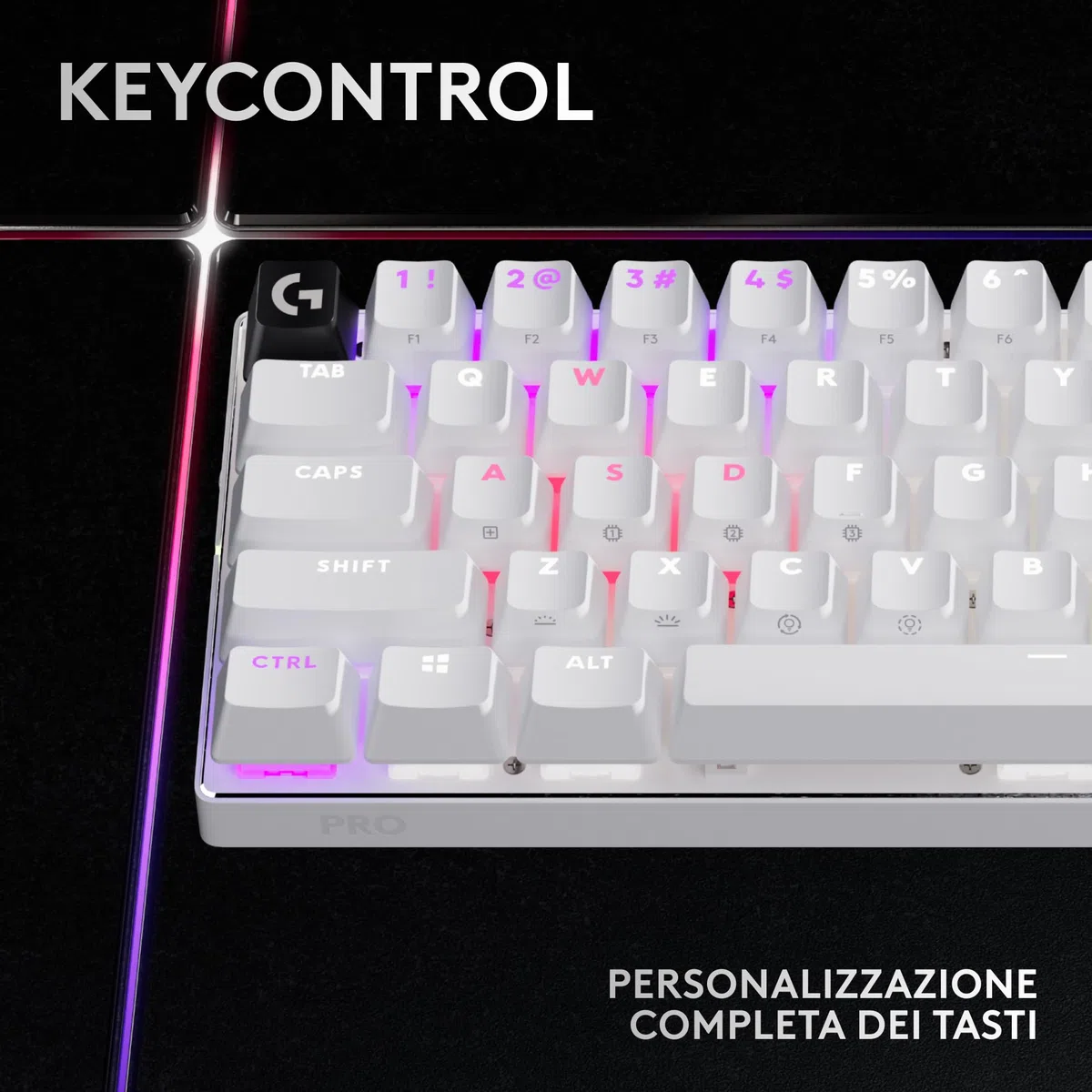 Logitech G PRO X 60 LIGHTSPEED, Tastiera Gaming Wireless, Tastiera Meccanica 60% Ultra Compatta TKL, LIGHTSYNC RGB, Copritasti in PBT Bicomponente, Tattili Optical, Windows PC QWERTY US INTL - Bianco