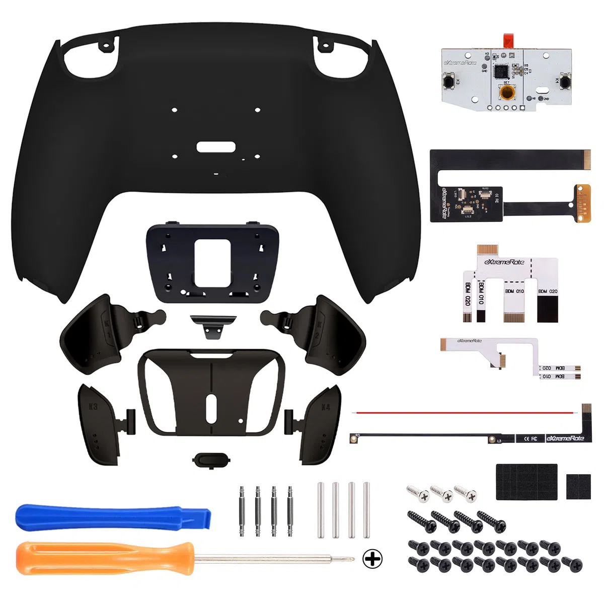 eXtremeRate Rise4 Remap Kit Metallo per ps5 Controller BDM-010/020, 4 Palette Paddles Back Button Programmabili per ps5 Joystick,Cover&Tasti Posteriori Accessori Kit-Nero Misterioso