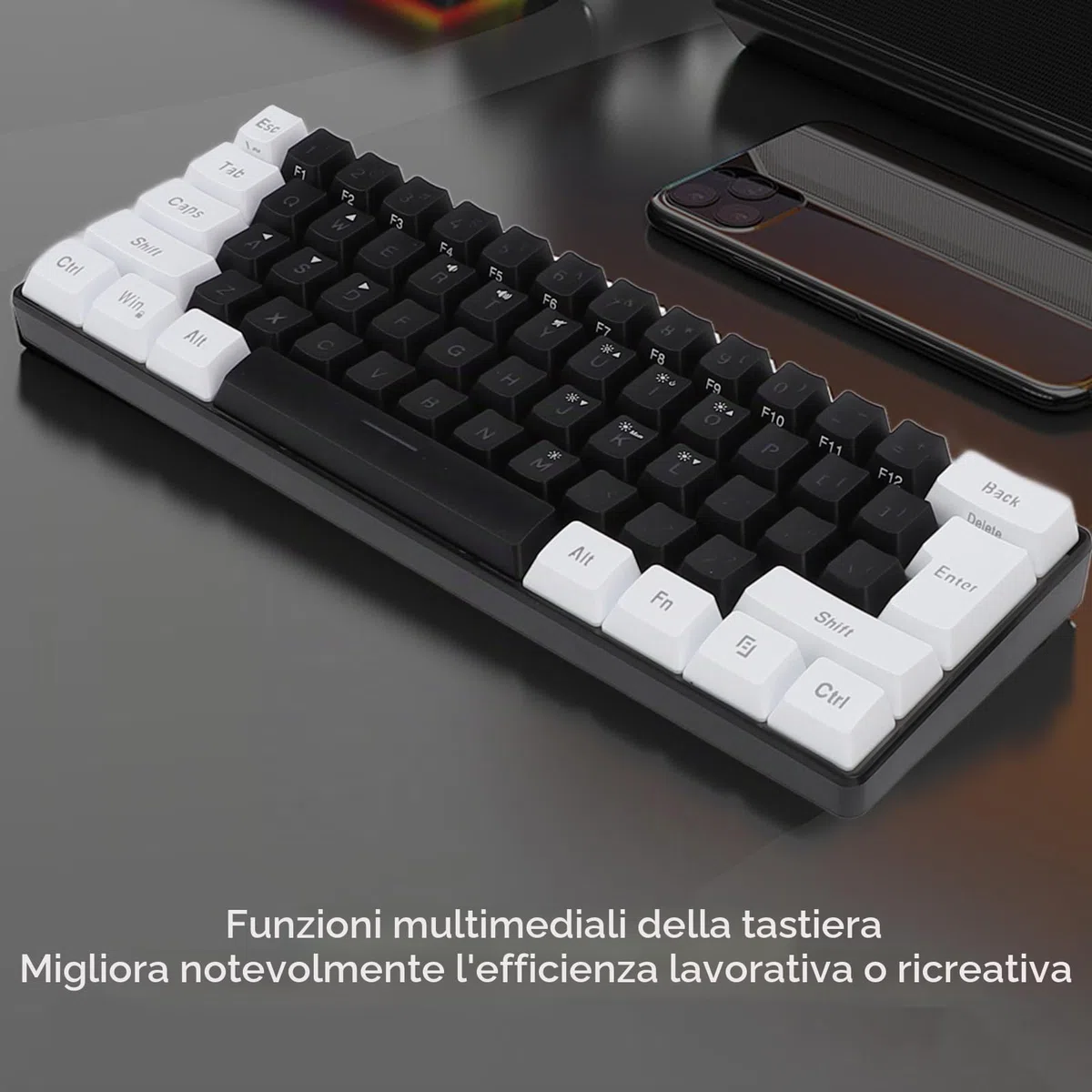 Combinazione Tastiera e Mouse da Gioco Al 60%, Set Tastiera e Mouse Retroilluminati RGB, Mini Tastiera Meccanica a 61 Tasti, Mouse Ottici Ergonomici, Set da Gioco Cablato per PC