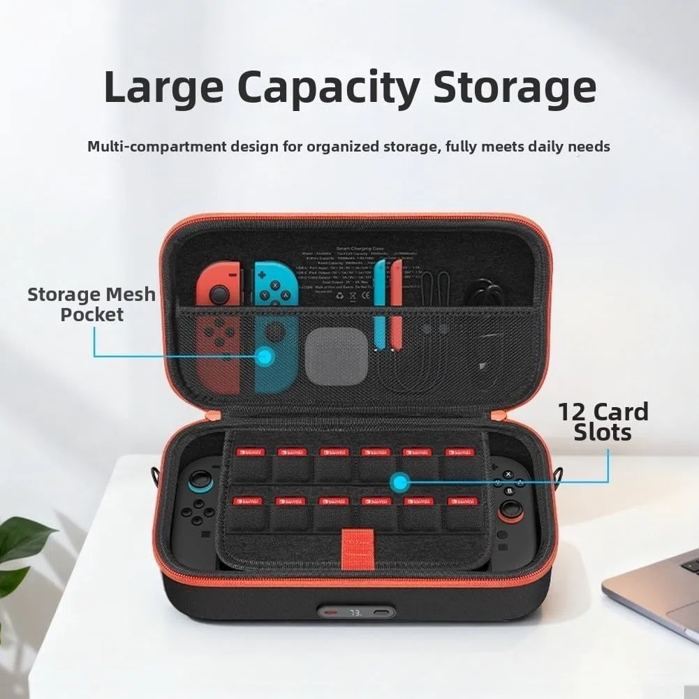 Per Switch 2 Custodia di Ricarica Wireless Con 20000mah Power Bank, 30w Carica Veloce Portatile Hard Shell Borsa Con Display Intelligente E Tutto In Organizer Per Viaggi Gaming Accessori Nero