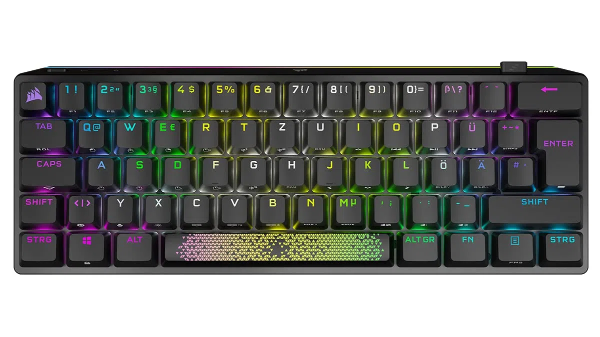 Corsair K70 Pro Mini Wireless Gaming Tastatur - MX Speed Silver, Schwarz