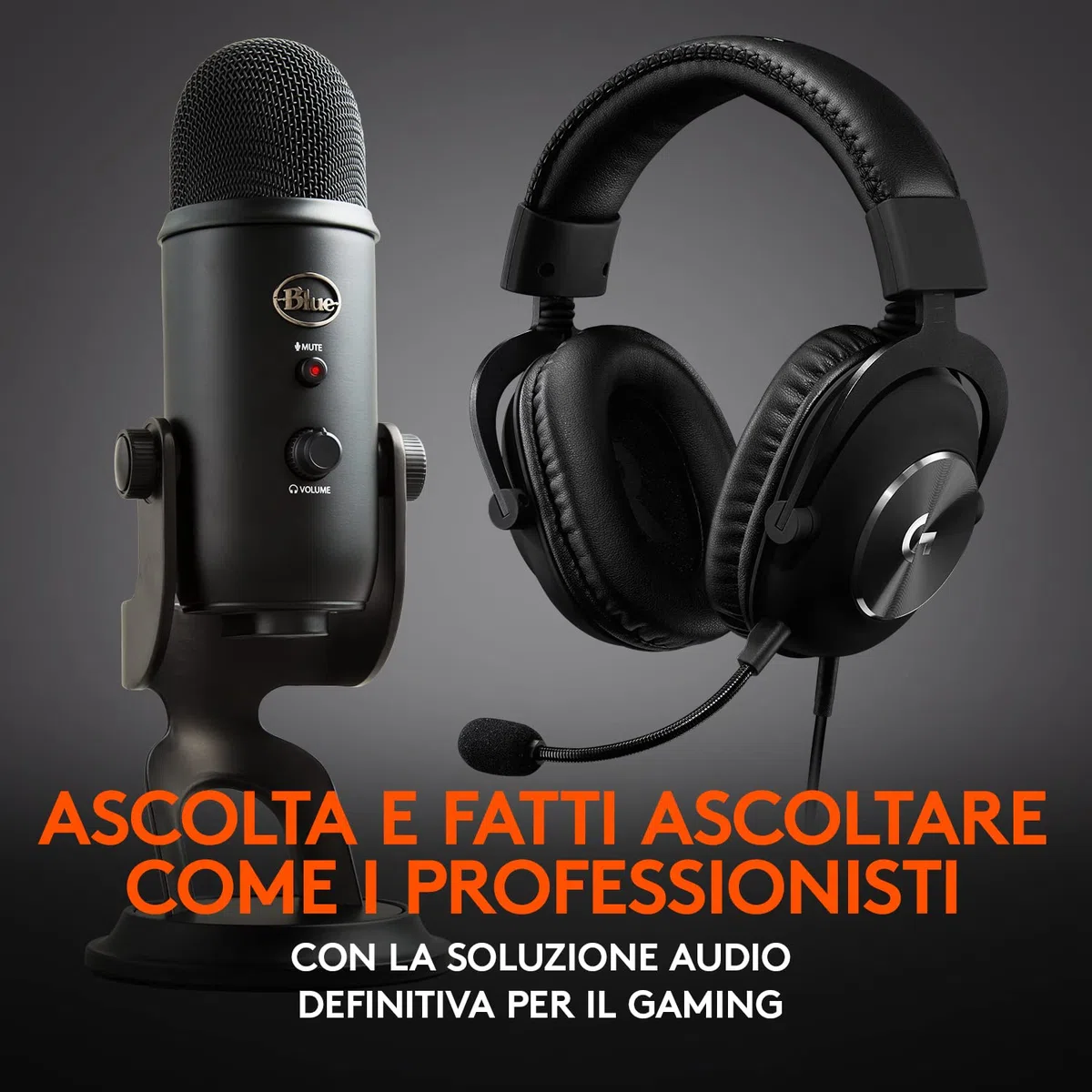Logitech G PRO X Cuffia con Microfono per Gaming di Seconda Generazione, con Blue Voice + Blue Microphones Yeti, Microfono USB per Registrazione e Streaming su PC e Mac