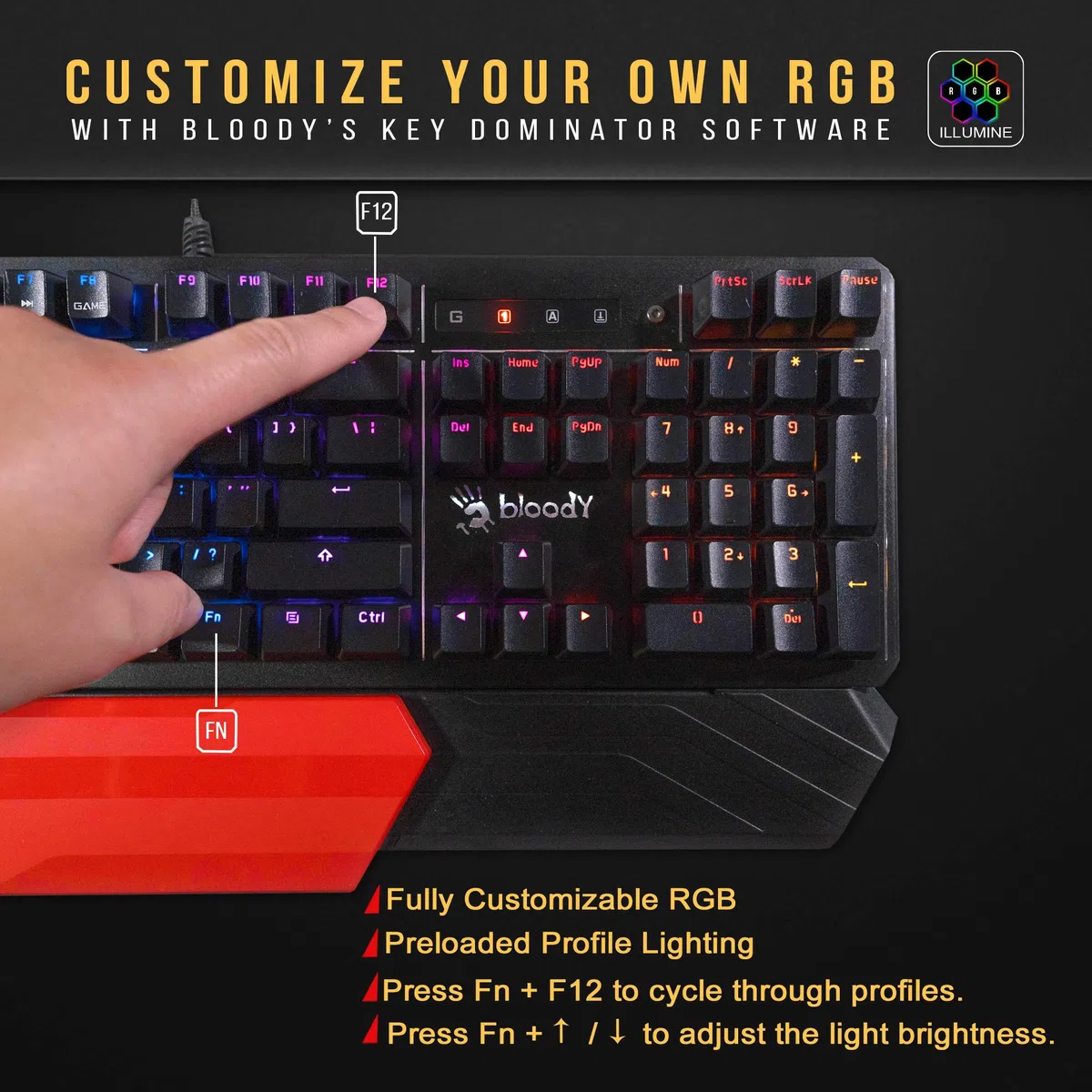Bloody Gaming B975 - Tastiera ottica per computer da gioco, azionamento istantaneo, design resistente alle fuoriuscite