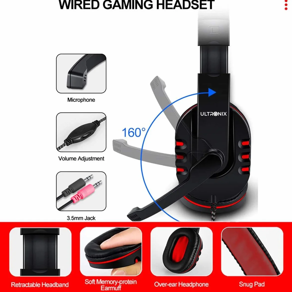 Tastiera da gioco retroilluminata RGB cablata, mouse da gioco, tappetino per mouse da gioco, cuffie da gioco Combo All in One PC Gamer Bundle per PC Windows, Xbox/PS4