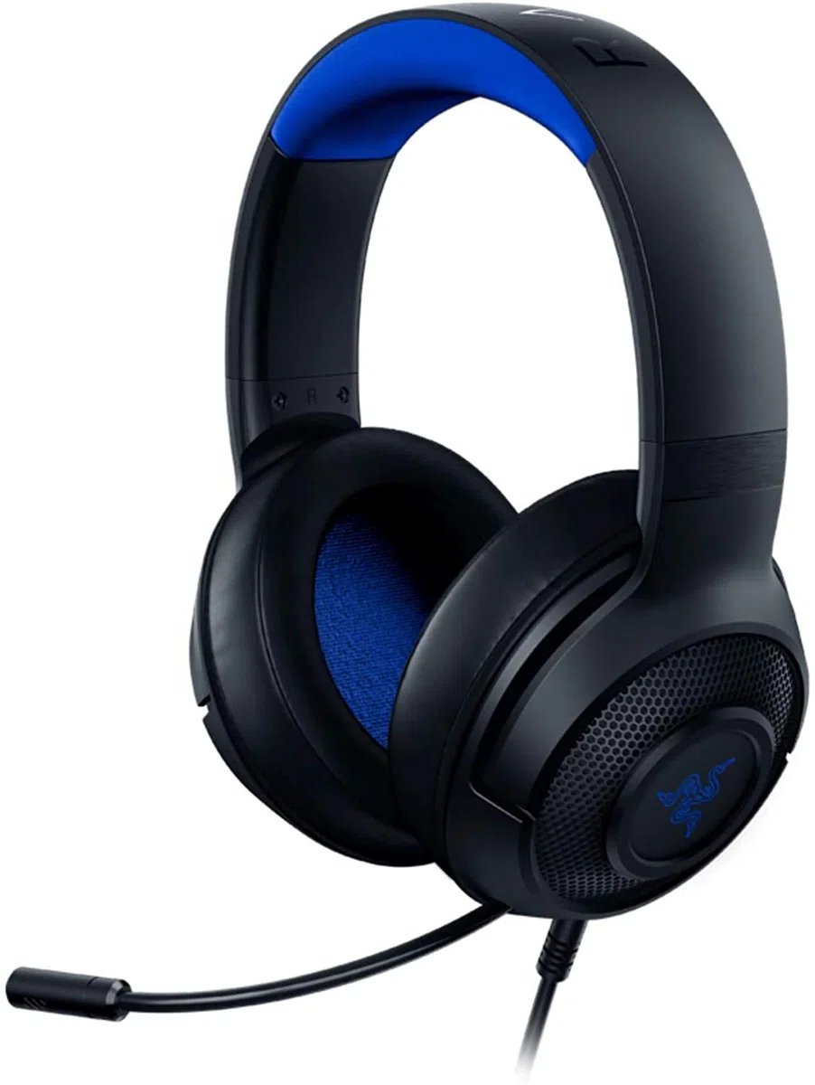 Razer Kraken X - Cuffie da gioco ultra leggere per console con audio surround 7.1, con telaio leggero, microfono cardioide pieghevole per PC, Xbox, PS4, Nintendo Switch, colore: blu/nero
