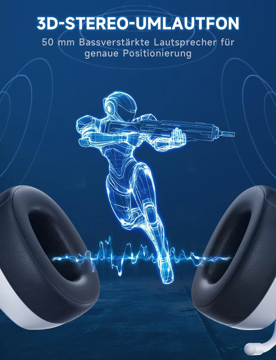 Gvyugke Cuffie Gaming Wireless per Ps5/Ps4/ PC/Switch, 2,4GHz Wireless, Bluetooth 5.3 e Cavo da 3,5mm, Cuffie con Microfono 7.1 Qualità Audio Senza Perdita di Bassa Latenza, Durata di Oltre 70+ Ore