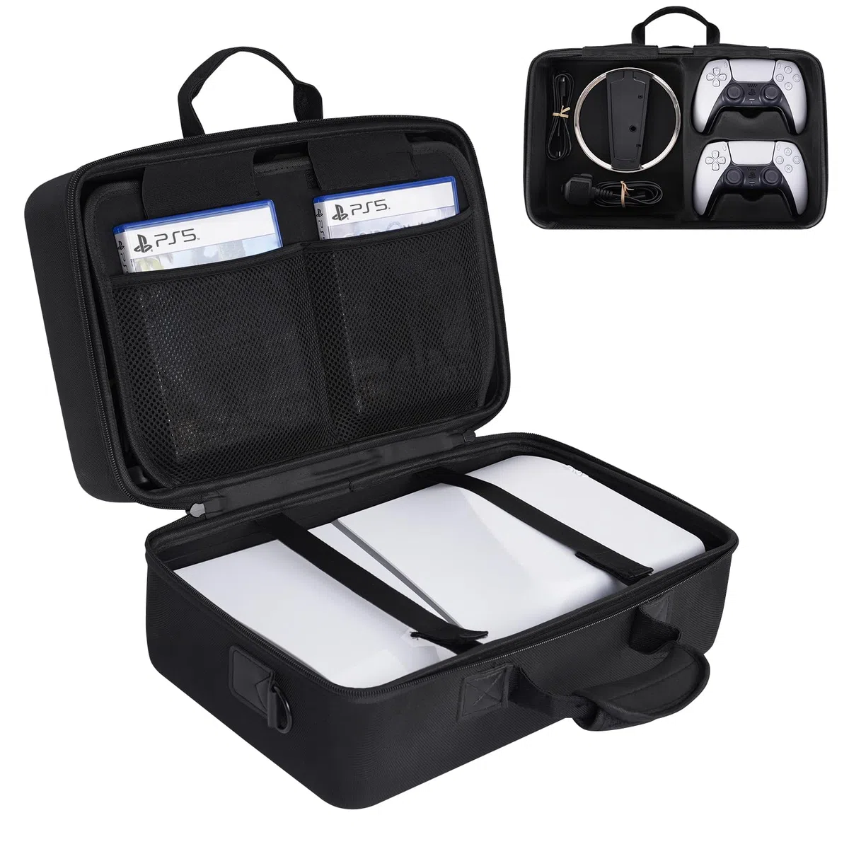 Diocall Custodia rigida compatibile con PS5 Slim 2023, custodia protettiva da viaggio per console PlayStation 5 Slim, controller DualSense, accessori
