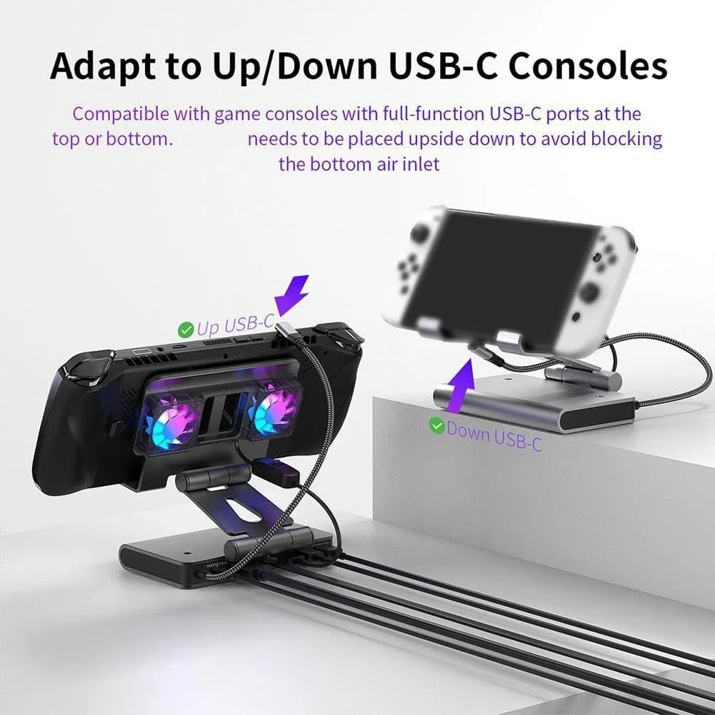 Espansione di raffreddamento per Nintendo Switch 2 con doppia ventola di raffreddamento, uscita video 4K 144Hz, stazione di gioco portatile in lega di alluminio per casa e viaggi, nero