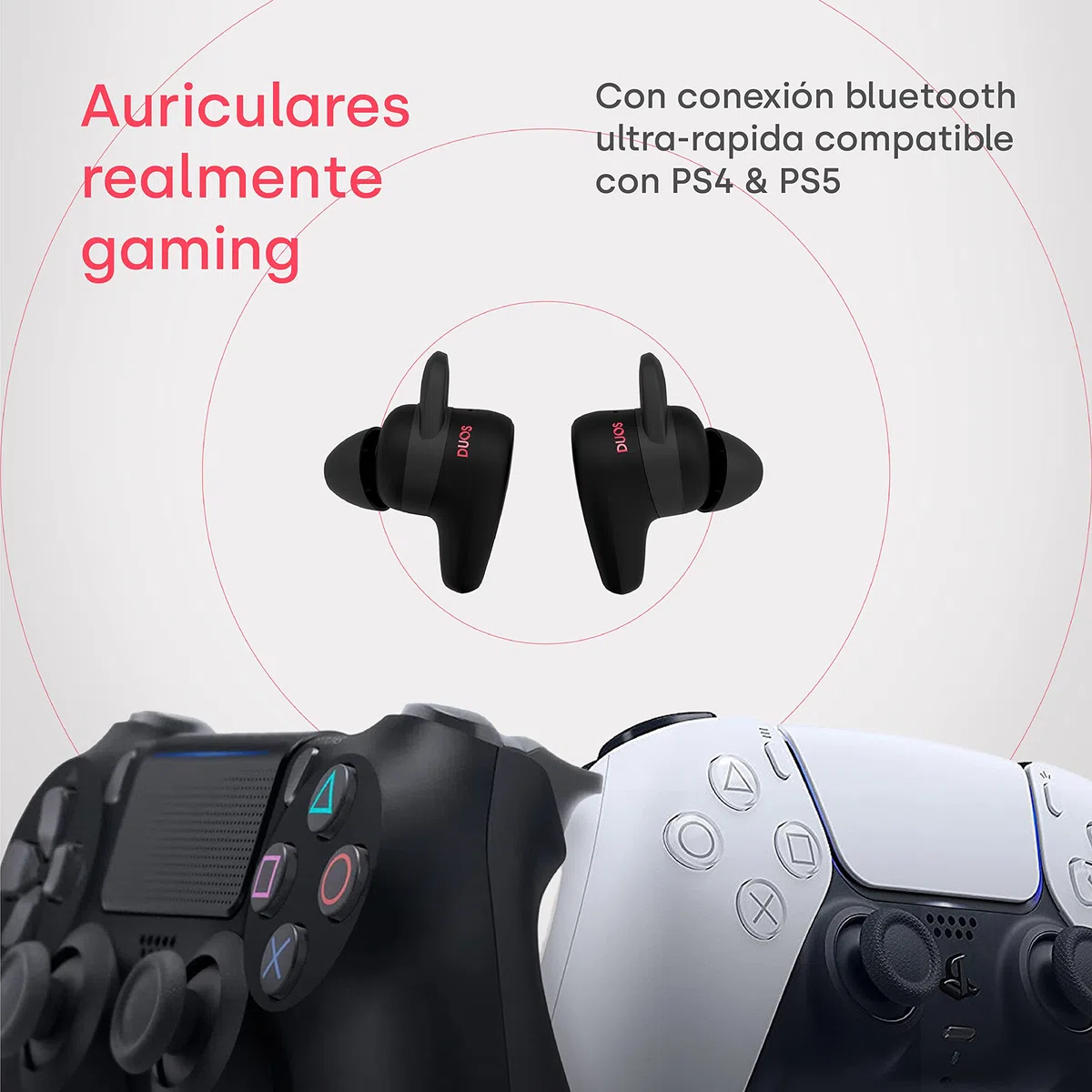 Remotto Duos - Cuffie senza fili con oltre 8 ore di durata della batteria - Compatibili con PS4 e PS5 - Cuffie da gioco con microfono e cancellazione del rumore - Connettività Bluetooth