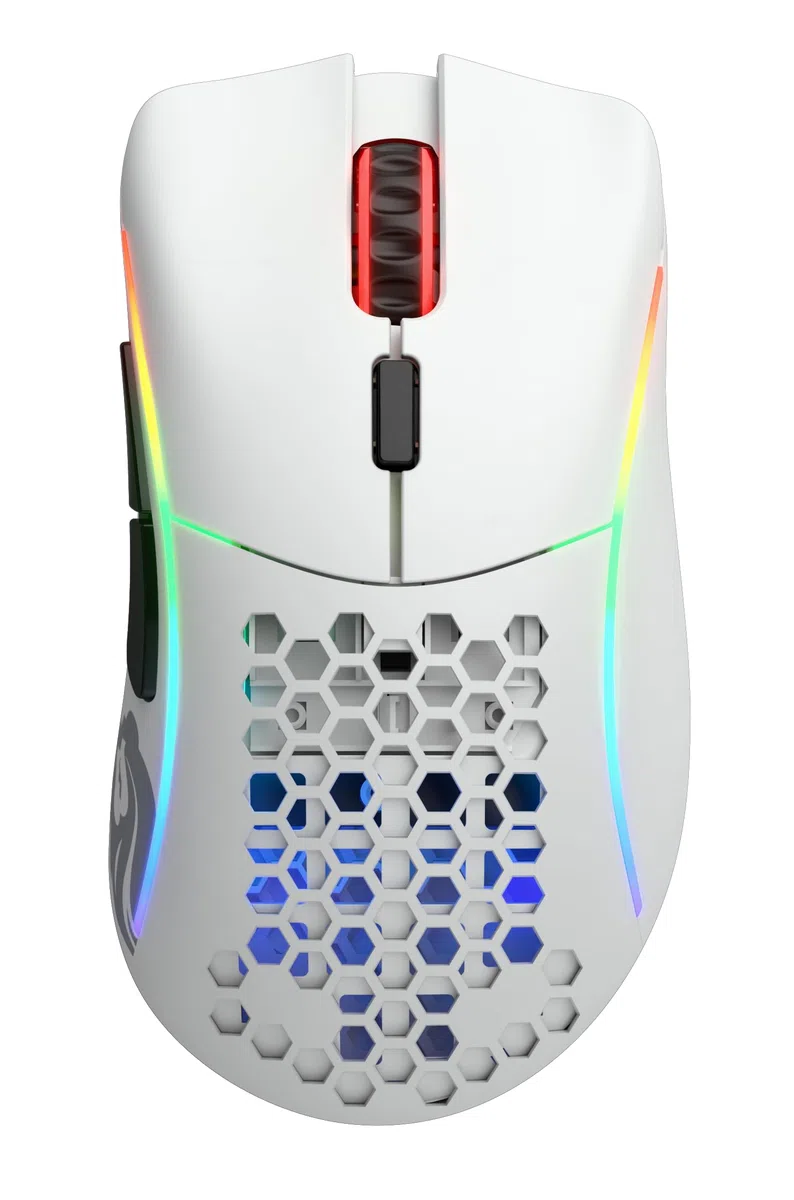 GLORIOUS Gaming Model D- (Piccolo) Wireless Mouse da gaming senza fili - Superleggero 67 g, design a nido d'ape, RGB, ergonomico, wireless 2,4 GHz senza lag, fino a 71 ore di batteria - Bianco opaco