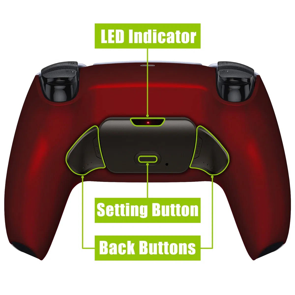eXtremeRate RISE Remap Kit Programmabile per ps5 Controller BDM-030/040/050,Palette in Metallo Tasti Pulsanti Aggiuntivi Back Button Cover Posteriore per ps5 Joystick-Rosso Scarlatto