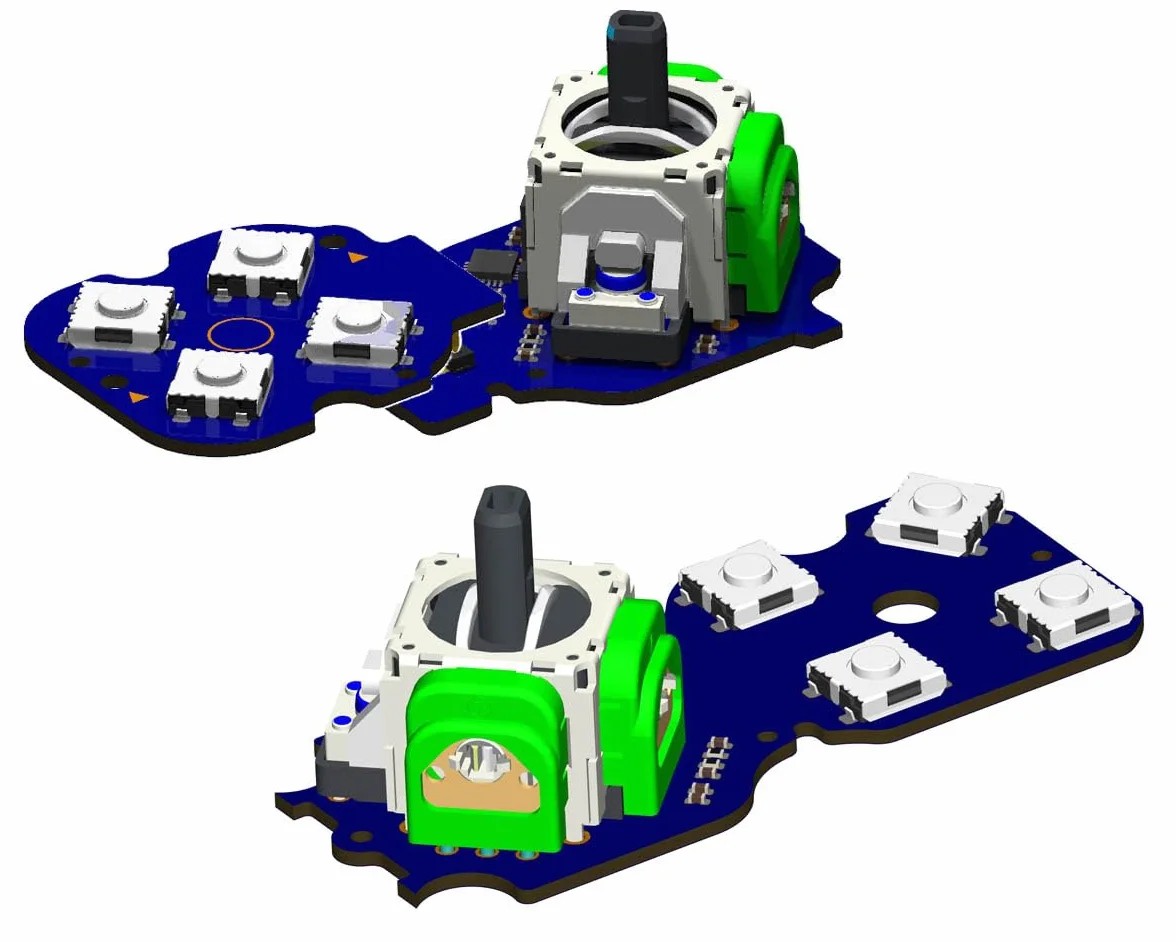 ElecGear TMR Joystick e 8x Microinterruttori Tattili Ricambio per Victrix Pro BFG Controller, Modulo PCB per Stick Sinistro e Destro con D-Pad e Tasti Funzione ABXY