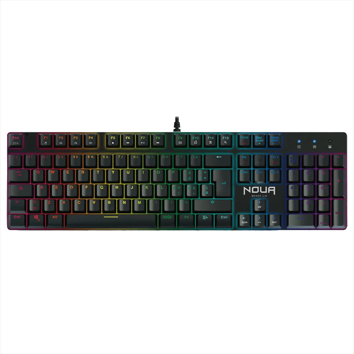 Noua Raid Tastiera Meccanica Gaming Switch Ottici RGB ITA 105 Tasti | Anti-ghosting, USB, 12 Tasti Multimediali, Retroilluminazione RGB Software, Antiscivolo