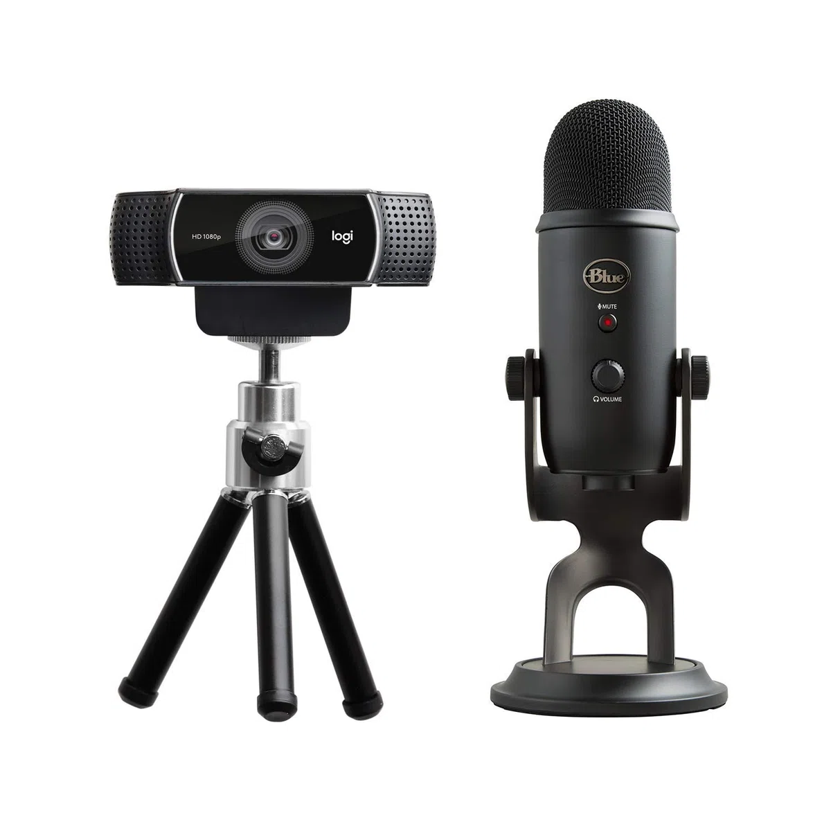 Logitech C922 Pro Stream Webcam Full HD 1080p Streaming con treppiede e licenza gratuita di 3 mesi XSplit microfoni neri + blu Microfono USB Yeti, Blackout