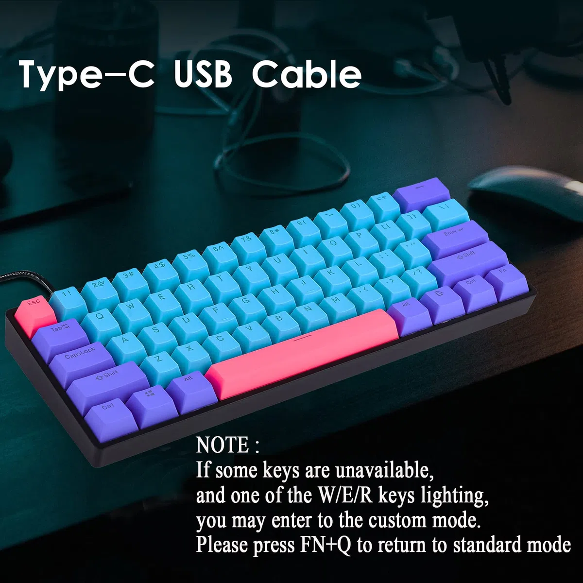 Guffercty kred GK61 60% tastiera meccanica rosso interruttore caldo sostituibile RGB Wired Gaming Keyboard con tasti PBT retroilluminati NKRO Type-C per PC Gamer (Gateron Optical Red, Joker)