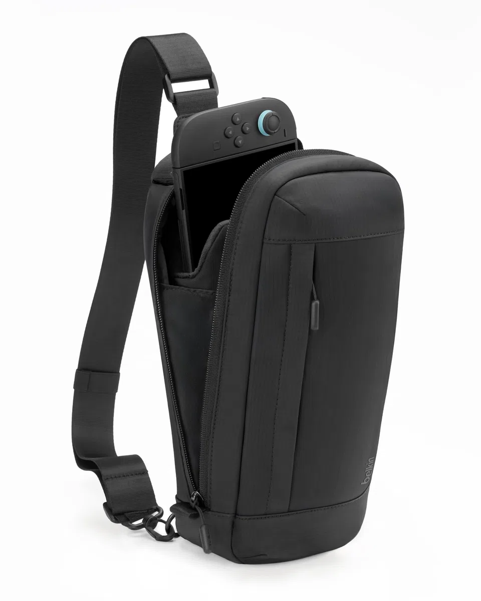 Belkin Gaming Borsa per Nintendo Switch 2 Protettiva da Viaggio - Nero | Borsa Crossbody, Custodia Protettiva da Trasporto per Accessori Console, Interno Morbido, Leggera, 10 Slot per Schede Giochi