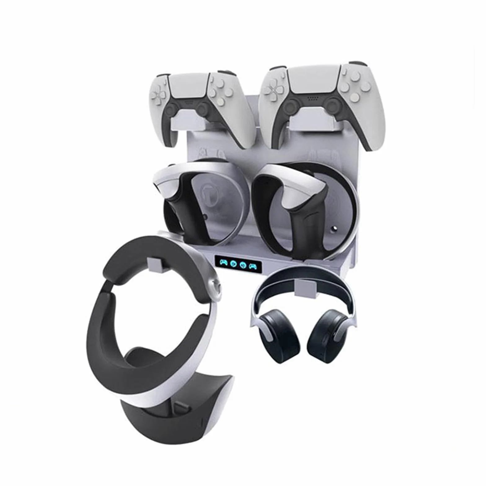 LYL Supporto da Parete per Stazione di Ricarica per Controller PS5 e PSVR 2 - Dock Controller e Cuffie - Ricarica Rapida e Verticale - Montaggio a Parete