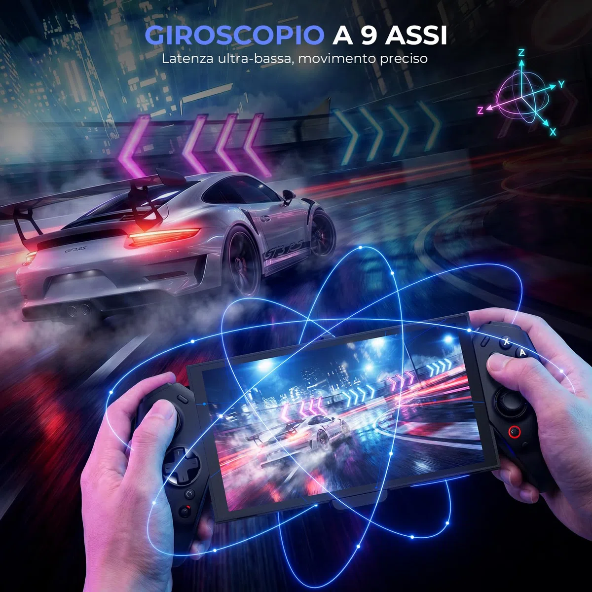 ECHTPower Controller per Switch 2, Gamepad Wireless con Pulsante C, Giroscopio a 9 Assi, Hall Joystick, Senza Deriva, Vibrazione, Turbo, Macro e Pulsanti Posteriori Programmabili, Ergonomico
