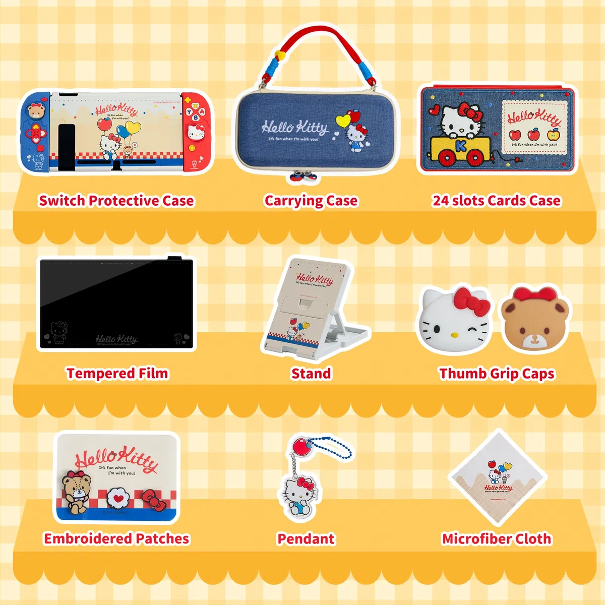 Kuitmor Kit Accessori per Switch 2017: Custodia Trasporto, Custodia Protettiva, Portaschede, Pellicola Protettiva, Supporto, Cuscinetti Joystick e Altro (10 in 1)