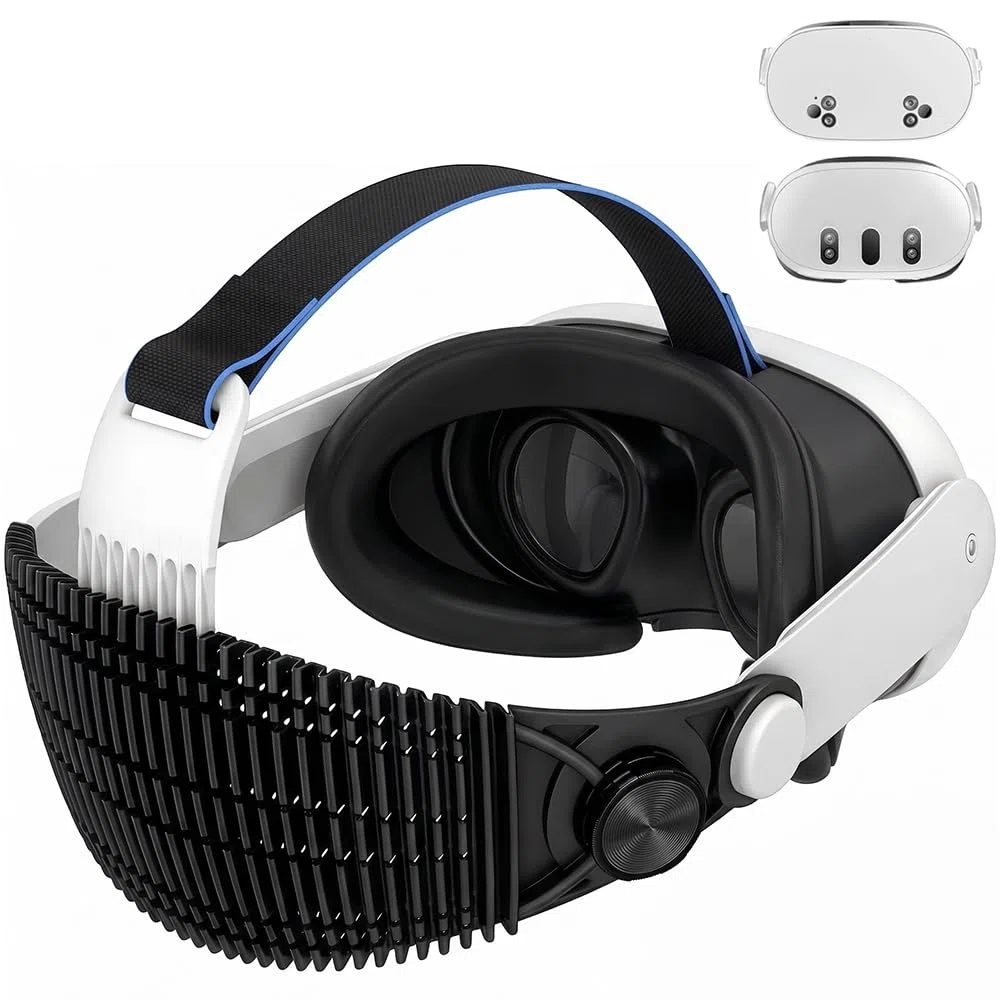 Cinghia per la testa per Meta Quest 3/3S, per giochi VR sdraiati, sollievo dalla pressione, cinghia regolabile ultra leggera da 89,9 g, design ergonomico, accessorio pieghevole Elite Strap