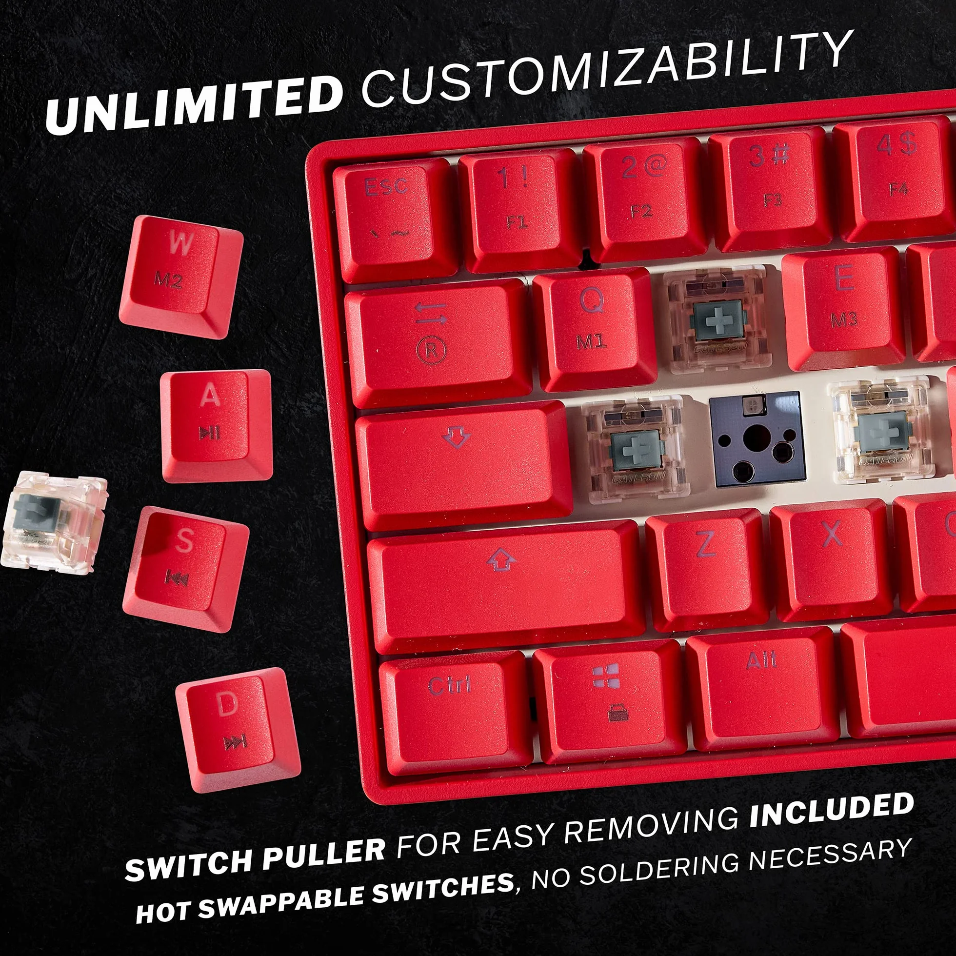 GK61 Mechanical Gaming Keyboard 60 Percent | 61 RGB Rainbow LED Backlit Programmable Keys | USB Wired | For Mac and Windows PC | Hotswap Gateron Optical Red Switches | Red
