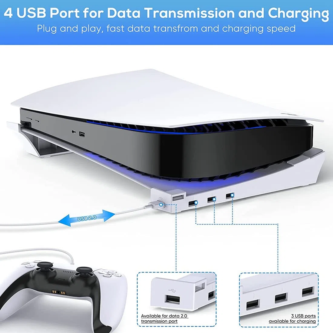 Supporto per console di gioco, contenitore orizzontale per 4 dischi ed edizioni digitali, organizer multifunzionale per PlayStation e Xbox