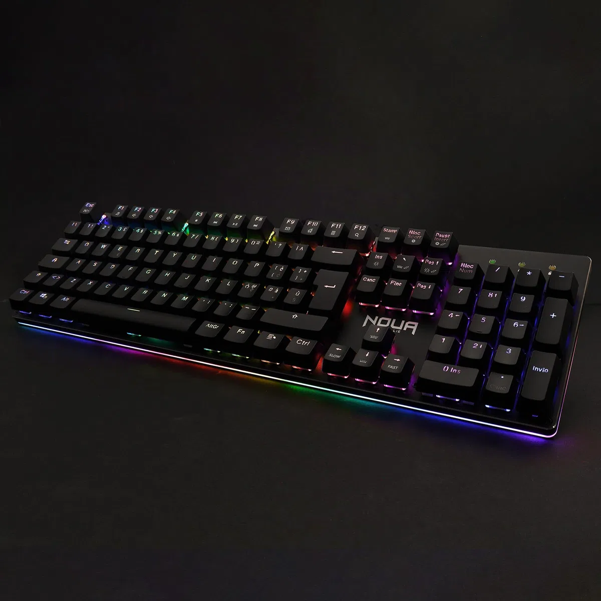 Noua Raid Tastiera Meccanica Gaming Switch Ottici RGB ITA 105 Tasti | Anti-ghosting, USB, 12 Tasti Multimediali, Retroilluminazione RGB Software, Antiscivolo