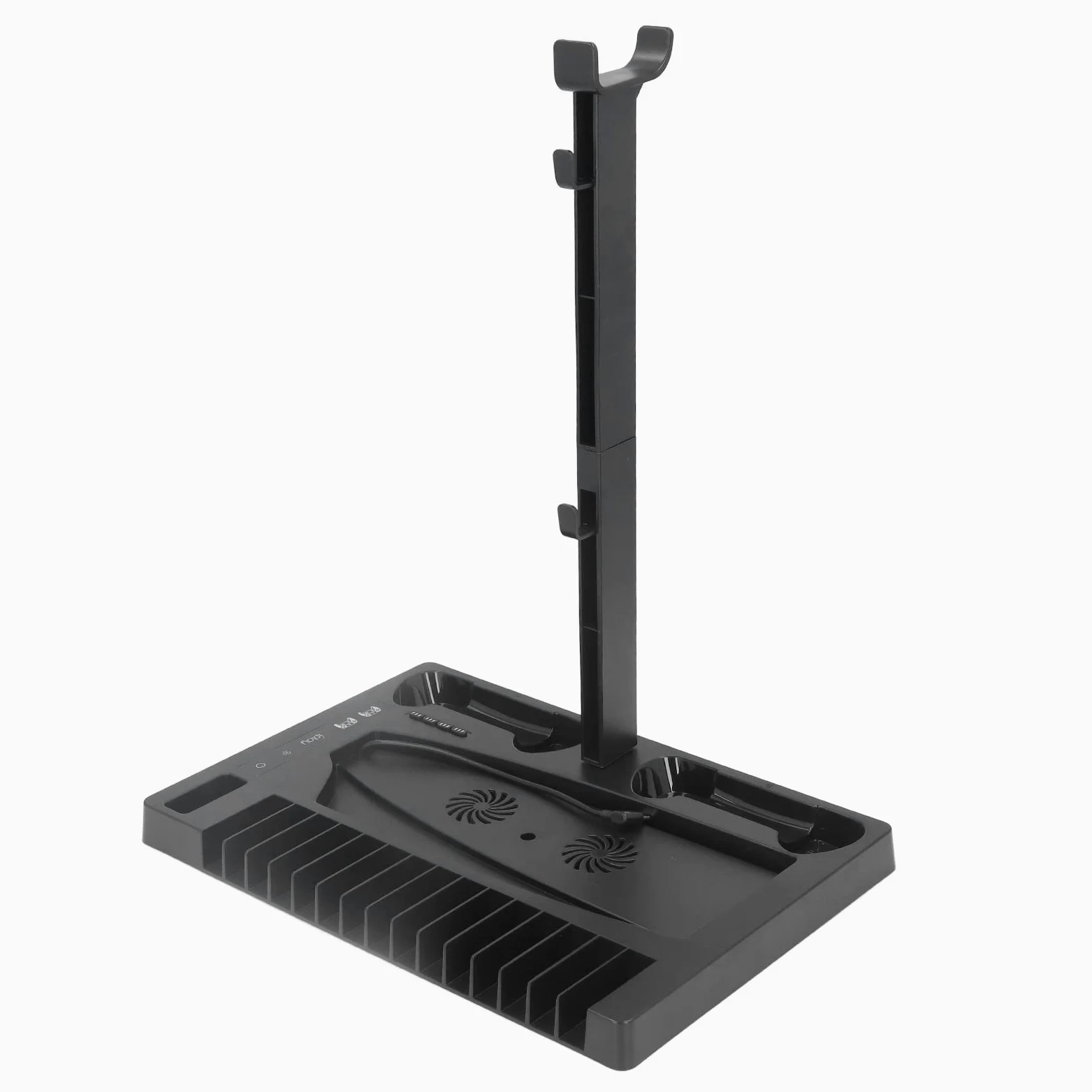 Ventola di Raffreddamento del Supporto Verticale PS5 Stazione di Ricarica Professionale a Doppio Controller con Vassoio Portaoggetti per Supporto per Cuffie