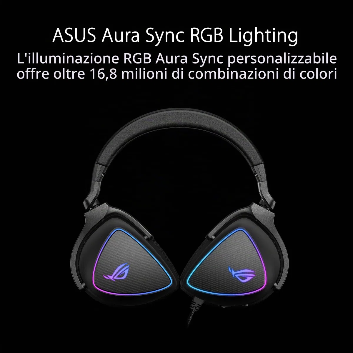 ASUS ROG Delta S Gaming Headset con USB-C | Microfono con cancellazione del rumore alimentato Ai | Cuffie over-ear per PC, Mac, Nintendo Switch e Sony Playstation | Design ergonomico, nero