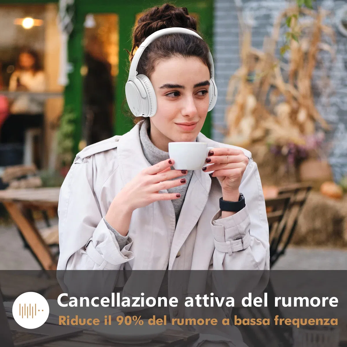 Srhythm NC25 Cuffie Stereo con Cancellazione Attiva del Rumore, Bluetooth 5.3, Auricolari ANC Over-ear con Hi-Fi, Microfono, Autonomia di 50 Ore, Assistente Vocale, ModalitàGioco a Bassa Latenza
