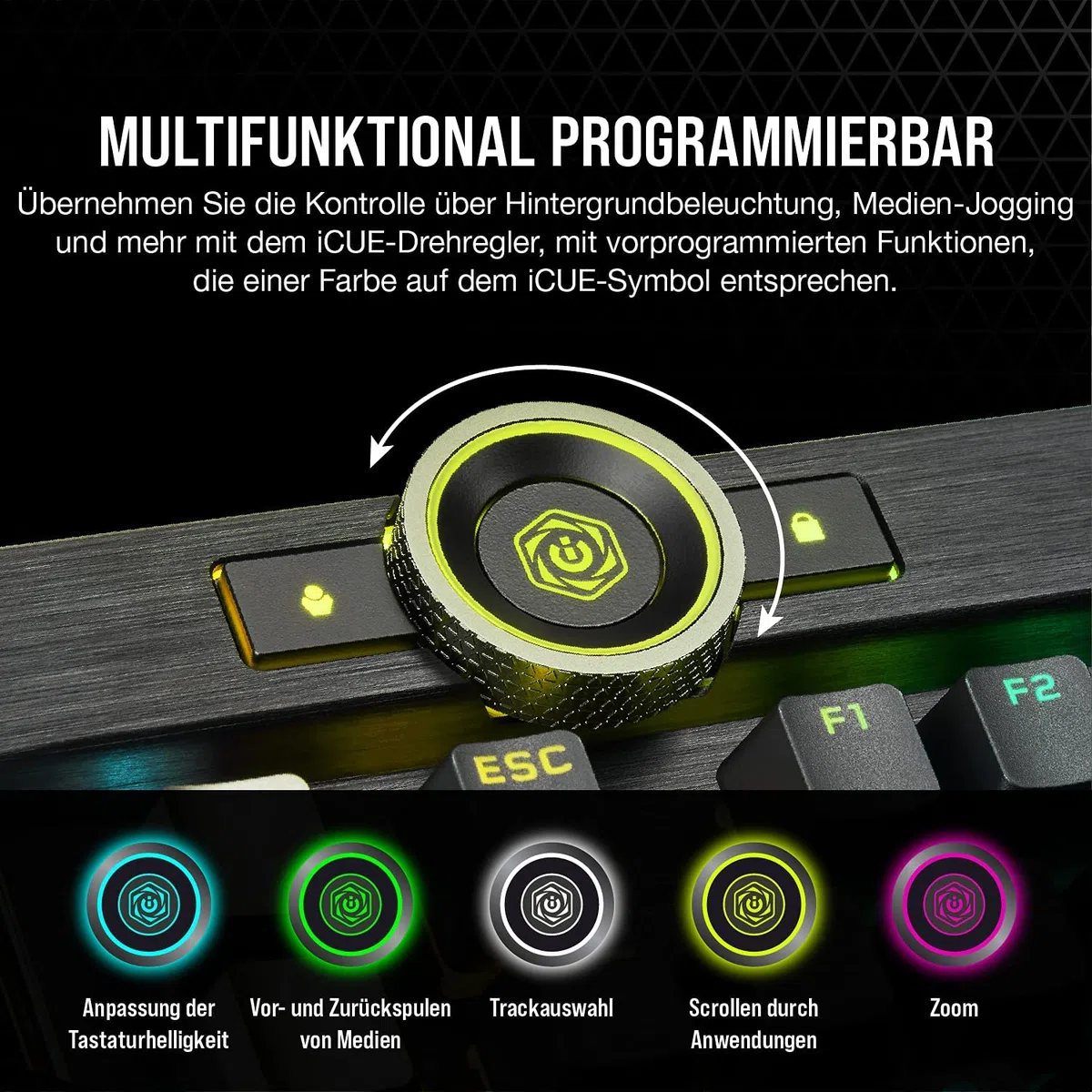 CORSAIR TECLADO (ALEMAN) K100 RGB OPTISCH-MECHANISCH OPX BLACK