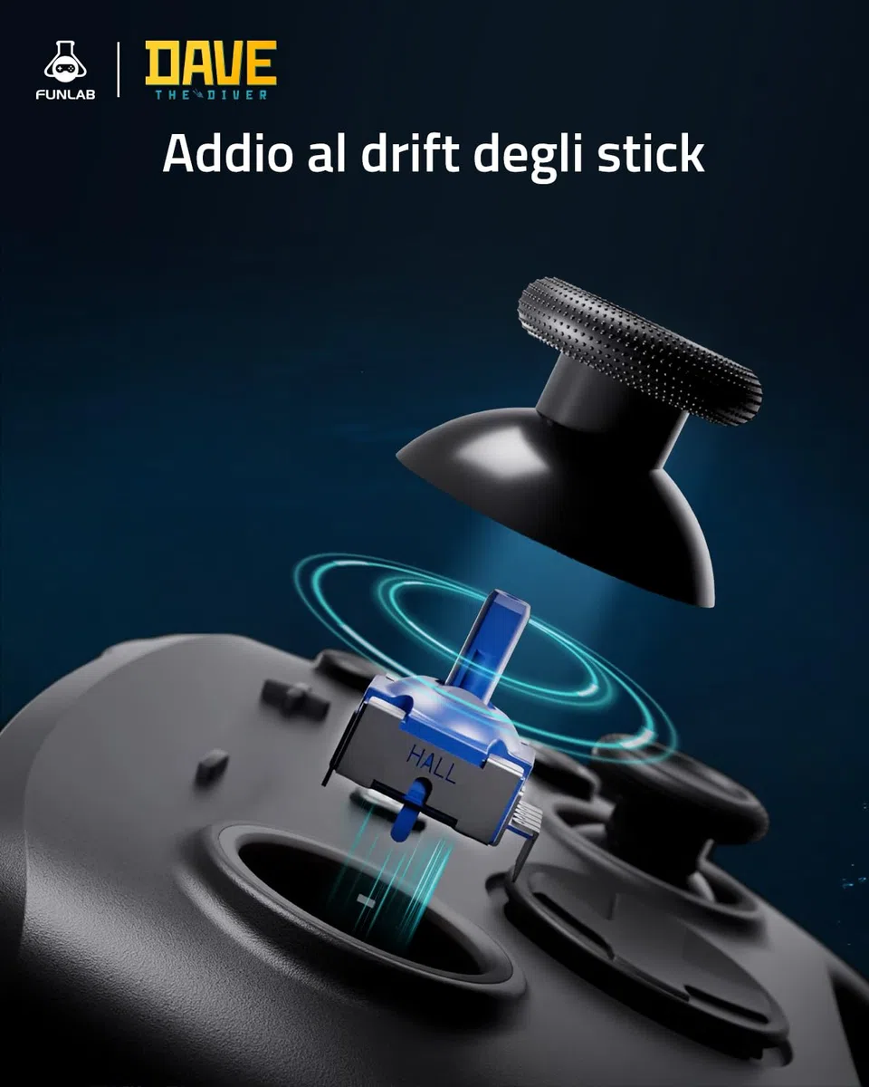 Funlab Controller Switch 2 Pro con Dock per Nintendo Switch 2/1/OLED, Wireless Luminex con Sveglia 1 Tocco/Effetto Hall / 7 LED/Turbo, Setup Gaming RGB - Licenza Ufficiale Dave the Diver