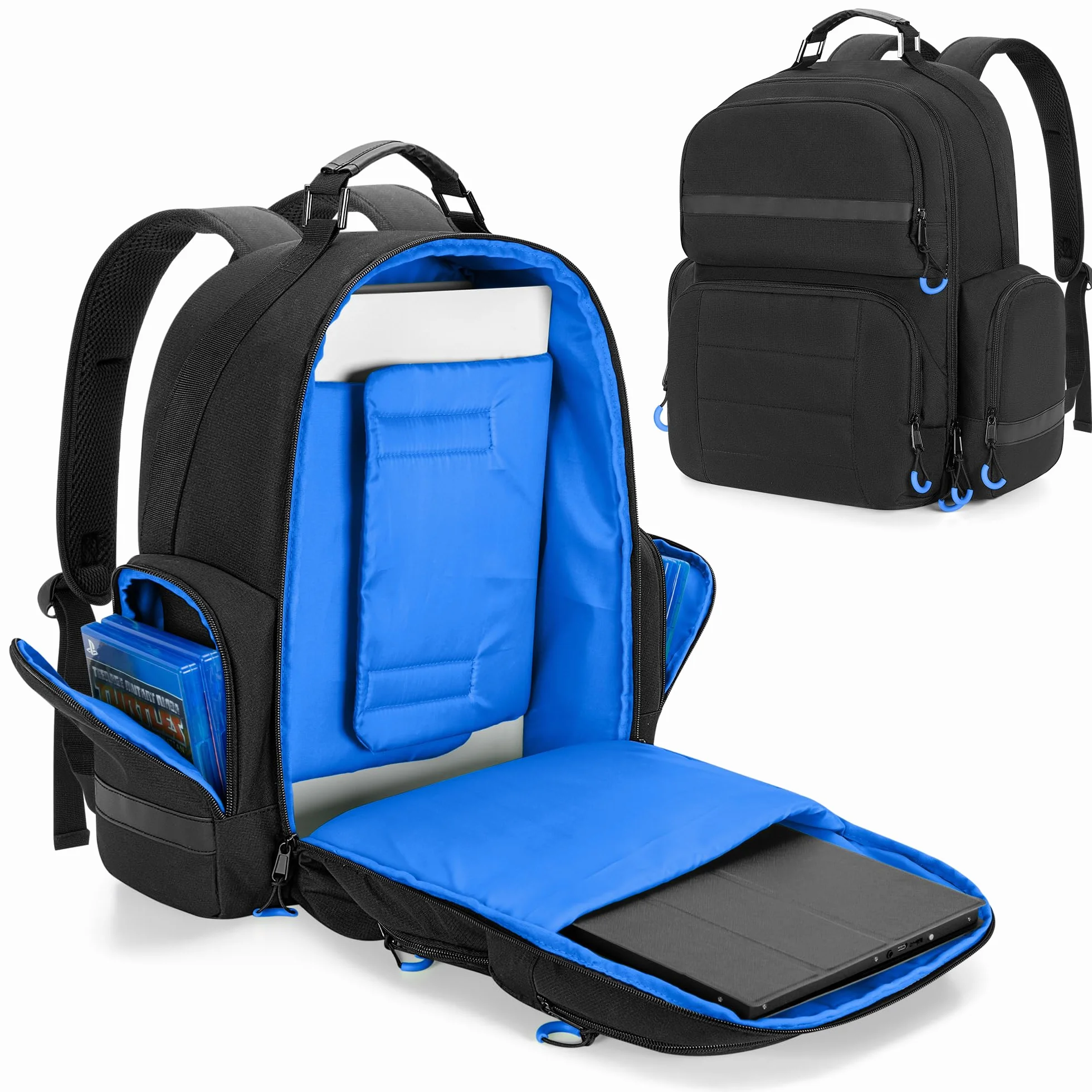 PGmoon Zaino per Console Compatibile con Playstation 5, Borsa da Viaggio con Fodera Protettiva, Adatta per Laptop da 15,6'', Cuffie, Controller e La Maggior Parte Degli Accessori da Gioco