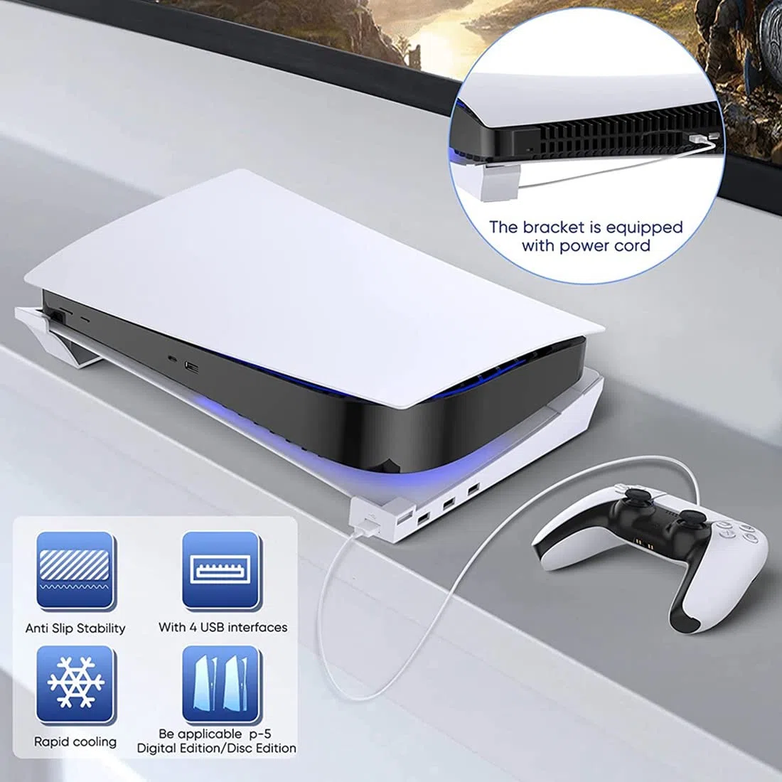 Supporto per console di gioco, contenitore orizzontale per 4 dischi ed edizioni digitali, organizer multifunzionale per PlayStation e Xbox