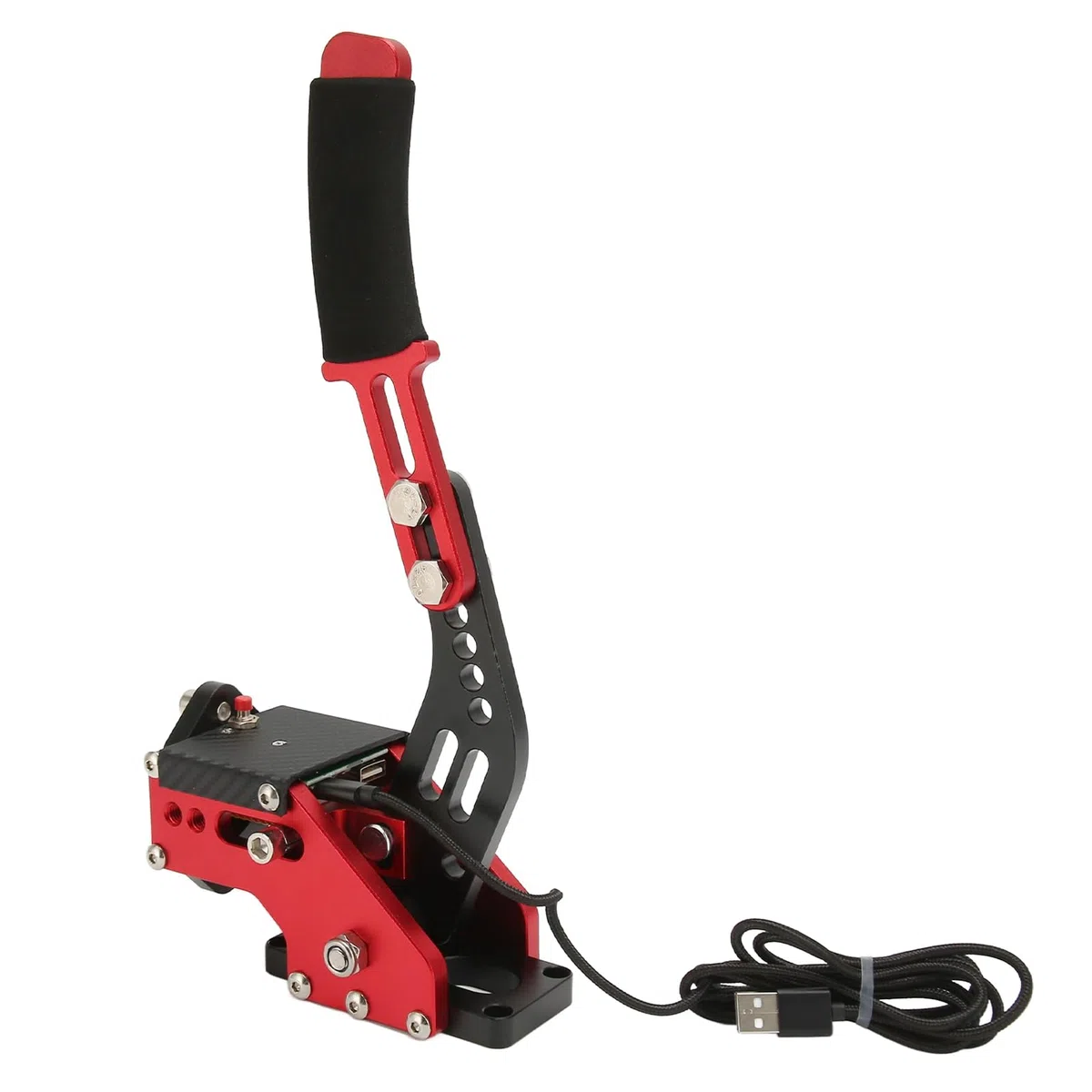 Haofy Gioco di Corse Progressivo con Freno a Mano USB PC a 64 Bit per Appassionati di Corse Sim Lega di Alluminio Acciaio Dolce (rosso)