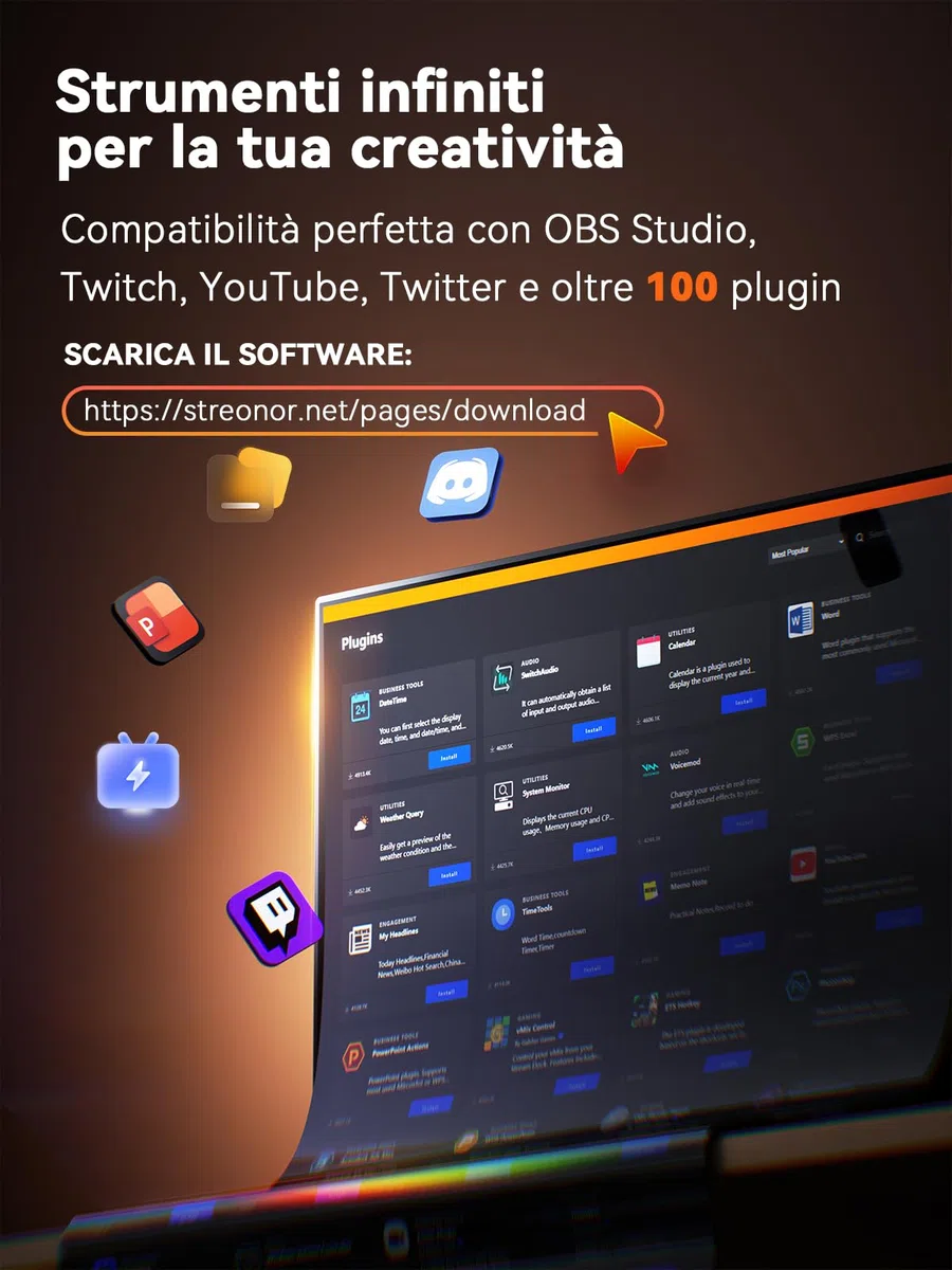 STREONOR Stream Control Deck Standard S15 con 15 tasti e display info | Stream Controller per OBS, Twitch, Discord, ecc., ideale per streaming, editing video e gaming, Mac/Windows-Nero