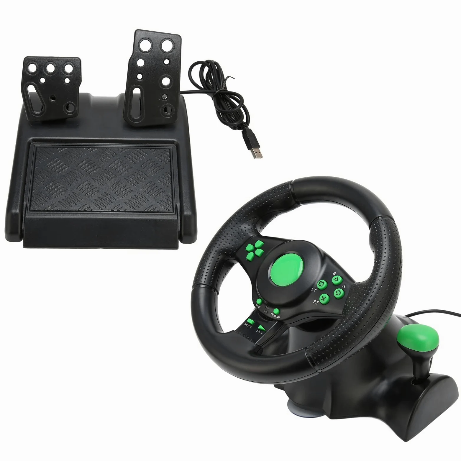 Volante per PC Volante da Corsa per Auto da 180 Gradi con Pedale, Design Realistico, Forte Aspirazione, Alta stabilità per360, PS3, PC