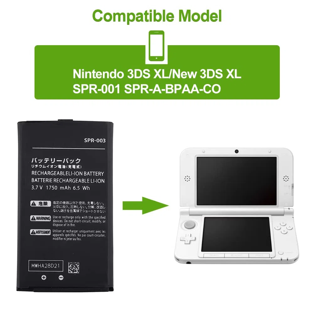 Batteria di ricambio compatibile con Nintendo 3DS XL SPR-003 SPR-001 con toolkit