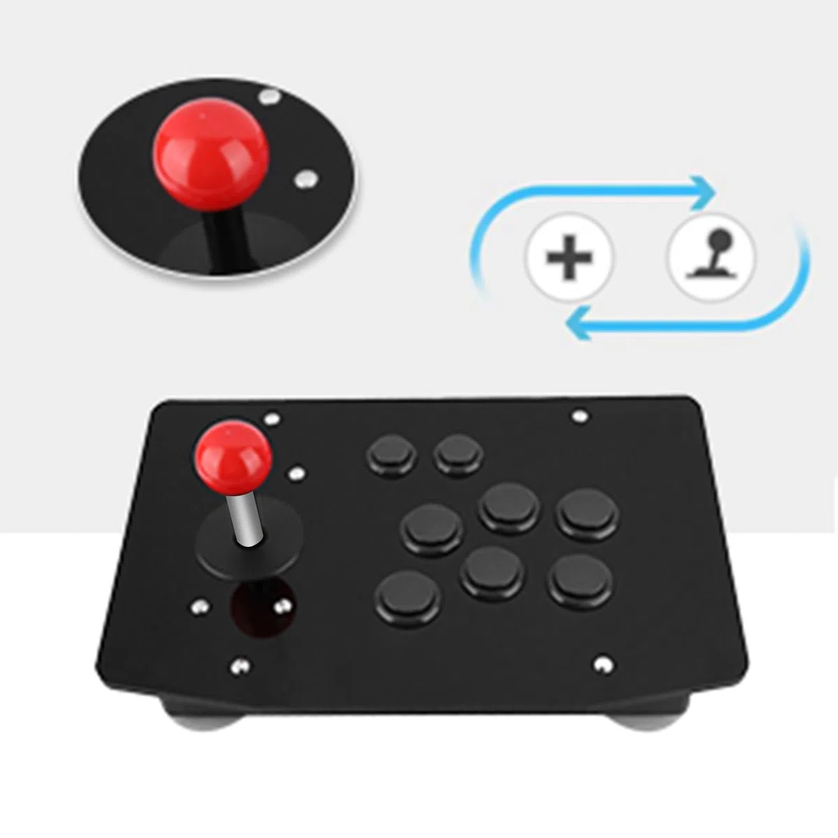 Controller per PC, Joystick di gioco Rocker Controller a 8 pulsanti con impugnatura di gioco con ventosa fissa da 50 mm Grande ventosa fissa, pulsanti a scheda 3D Riproduzione