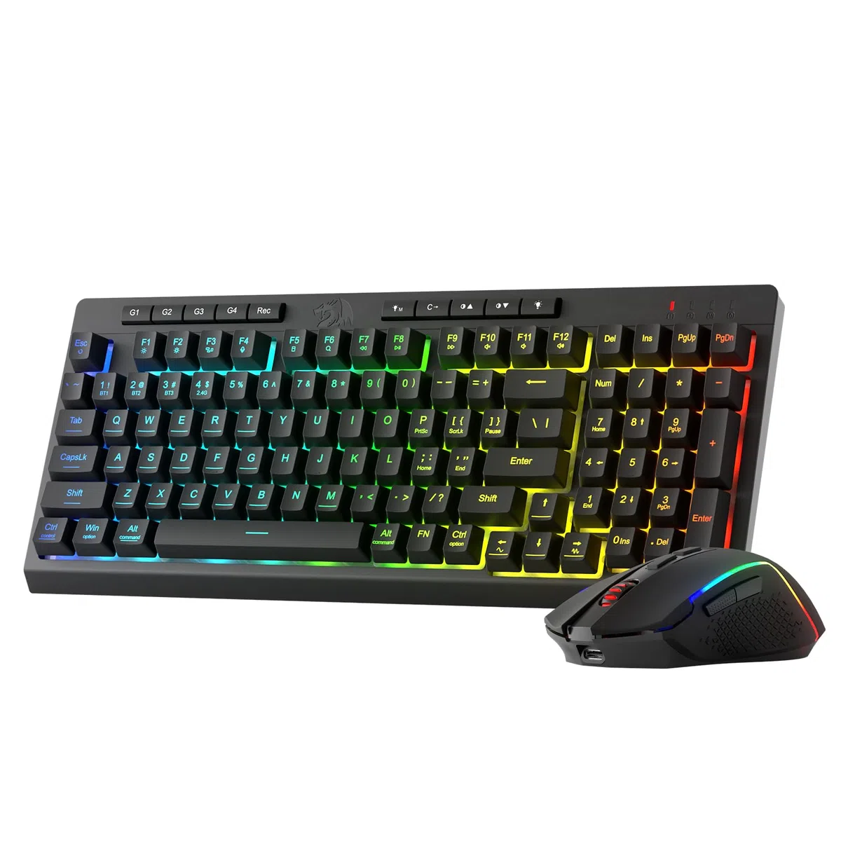 Redragon BS142 - Tastiera e mouse da gioco senza fili, tastiera K515 PRO RGB e mouse da gioco M693 Pro, 98 tasti, US LAYOUT