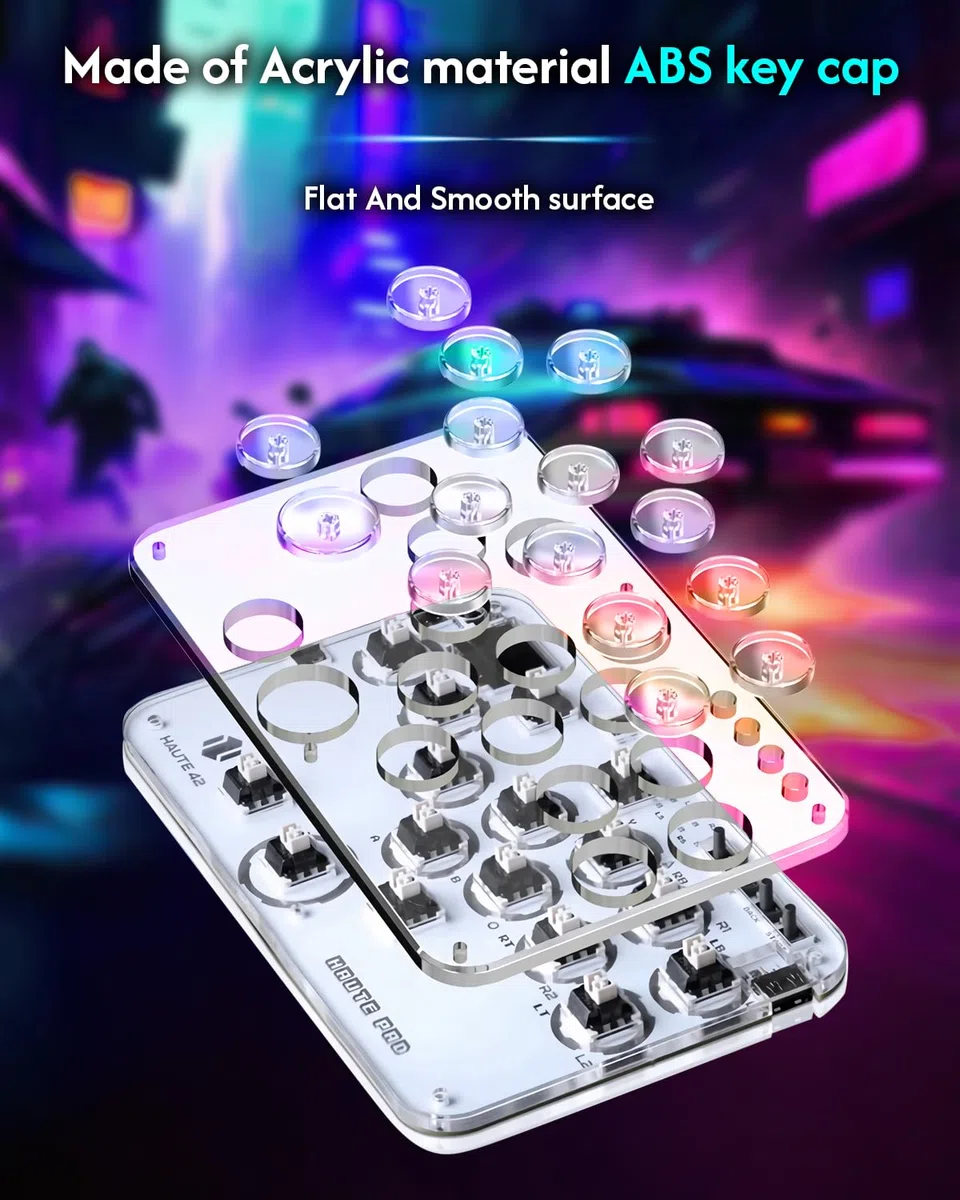 Sehawei Arcade Fight stick, Street fight Stick Keypad per PS4/Switch/PC/PS3/Steam Game Keyboard-Supports Hot Swap & SOCD,16Keys All-Button Gamerfinger with Custom RGB & Turbo Functions（G16）